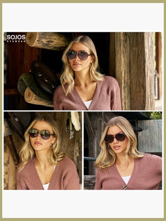 Retro Aviator Polarized Sunglasses UV Protection Plastic Frame main image 5